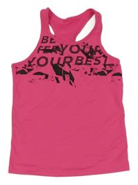 Tmavorůžový sportovní top s nápisy 