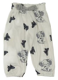 Bílé paper bag teplákové kalhoty se sloníky a motýlky a mašlí
