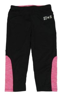 Černo-růžové/melírované capri sportovní legíny s nápisem SeaSons