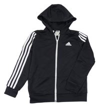 Černo-bílá funkční sportovní propínací mikina s kapucí Adidas