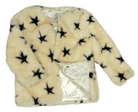 Smetanový kožešinový zateplený kabát s hvězdičkami F&F