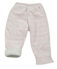 Růžovo-bílé pruhované sametové zateplené kalhoty C&A