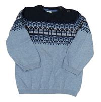 Modro-tmavomodrý svetr se vzorem H&M