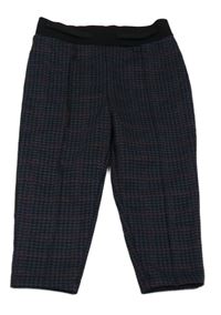 Tmavomodro-černo-vínové kostkované teplákové kalhoty River Island