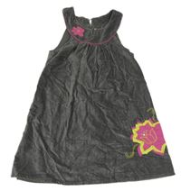 Tmavošedé manšestrové šaty s květy Orchestra