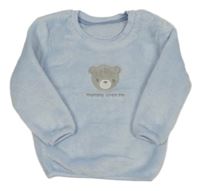Světlemodrá chlupatá mikina s medvědem Nutmeg