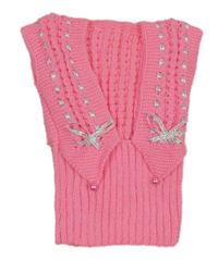 Neonově růžová pletená vesta s mašlemi