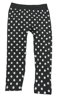 Tmavošedé melírované puntíkaté legíny