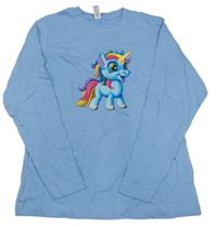 Modré triko s jednorožcem