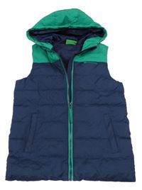 Tmavomodro-zelená šusťáková zateplená funkční vesta s kapucí Mountain Warehouse