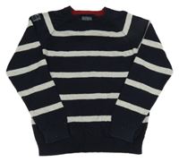 Tmavomodro-šedý pruhovaný svetr Next