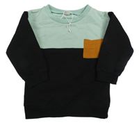 Černo-světlezelená mikina s kapsou