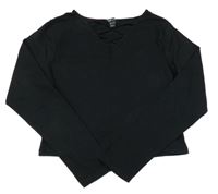 Černé crop triko s průstřihy New Look