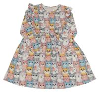 Barevné šaty s kočkami a volánky