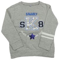 Šedá melírovaná lehká mikina s nápisem a hvězdou z flitrů Pocopiano