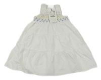 Nové - Bílé plátěné šaty s výšivkami Zara