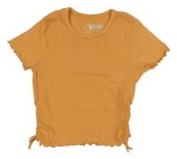 Oranžové žebrované crop tričko Peacocks