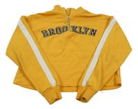 Okrová crop mikina s nápisem Matalan