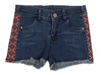 Tmavomodré riflové kraťasy se vzorem F&F