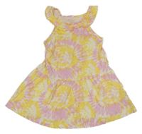 Růžovo-žluto-bílé batikované bavlněné šaty Primark