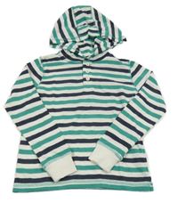 Smetanovo-zeleno-tmavomodré pruhované triko s kapucí Pepperts