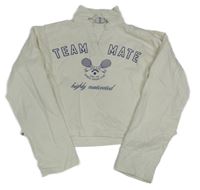 Světlebéžová crop polo lehká mikina s nápisem a tenisovými raketami Page One Young