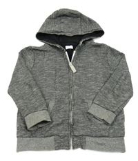 Tmavošedá melírovaná propínací mikina s kapucí F&F