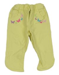 Žluté capri rifle s výšivkami motýlů Topolino