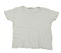 Bílé žebrované perforované crop tričko Hailys