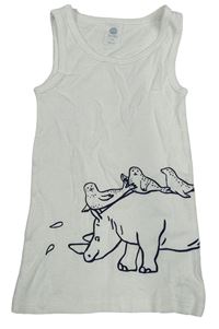 Bílé tílko s nosorožcem a tuleni Sanetta