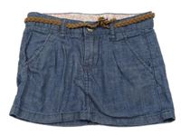 Tmavomodrá melírovaná plátěná sukně riflového vzhledu s páskem H&M