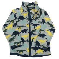 Šedo-barevná fleecová propínací mikina s dinosaury H&M