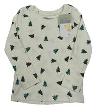 Nové - bílé žebrované triko se stromky Primark