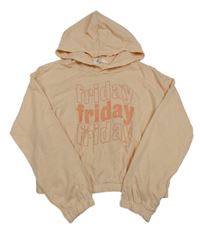 Meruňková crop mikina s nápisem a kapucí H&M