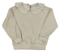 Světlebéžová melírovaná mikina s madeirovým límcem C&A