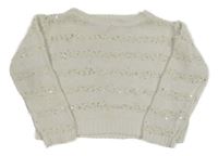 Bílý crop svetr s flitry Nutmeg