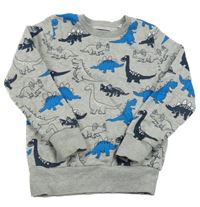 Šedá mikina s modrými dinosaury C&A