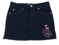 Tmavomodrá riflová sukně s všitými kraťasy 