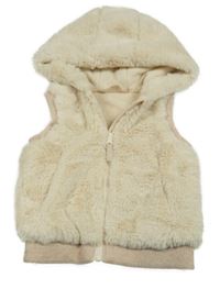 Smetanová kožešinová podšitá vesta s kapucí dunnes