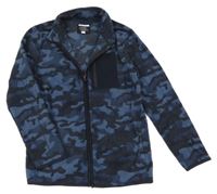 Tmavomodrá army fleecová propínací mikina F&F