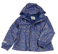 Tmavomodrá nepromokavá jarní bunda s dinosaury a kapucí Lily & Dan
