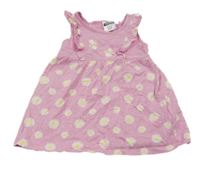 Růžové květované šaty s volánky Pocopiano