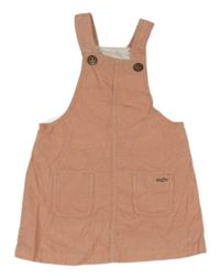 Meruňkové manšestrové laclové šaty s kapsami 