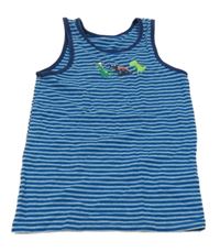 Tmavomodro-šedé pruhované tílko s dinosaury C&A