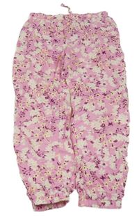 Růžovo-bílé květované lehké kalhoty Alive