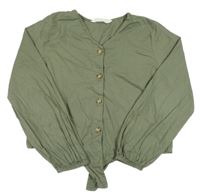 Olivová crop halenka H&M