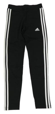Černé legíny s bílými pruhy a logem Adidas