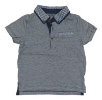 Tmavomodré melírované polo tričko F&F