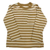 Béžovo-smetanové pruhované triko s kapsou H&M