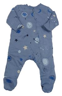 Šedomodrý zateplený teplákový overal s vesmírem Primark